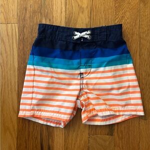 Kids Striped Swim Shorts - Orange and Blue